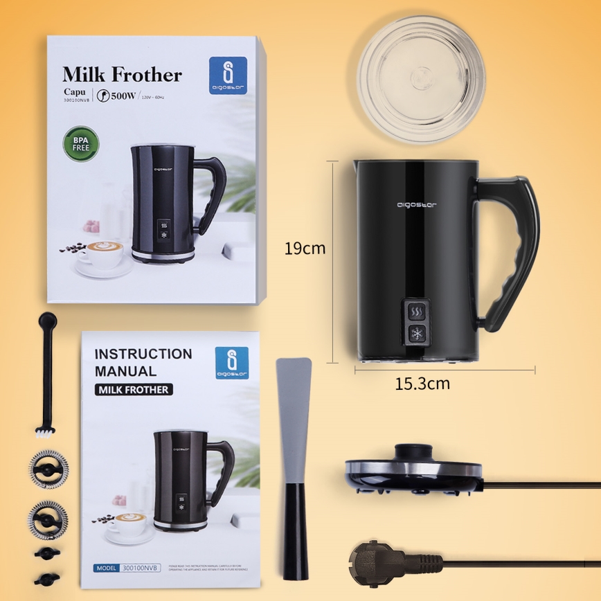 Aigostar - Mousseur à lait 500W/230V 240 ml