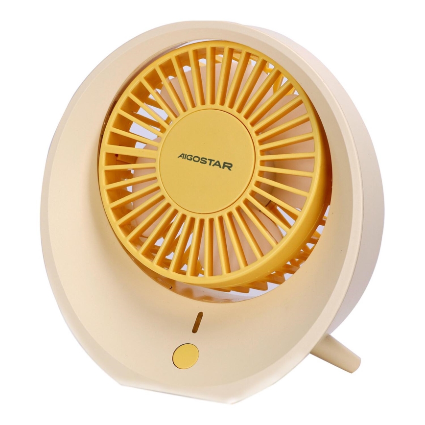 Aigostar - Oplaadbare tafel ventilator 3W/5V 1200mAh USB oranje