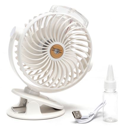 Aigostar - Oplaadbare tafelventilator met clip 2W/5V 2400mAh USB wit