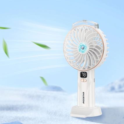 Aigostar - Oplaadbare zakventilator 5W/5V 2400mAh USB wit