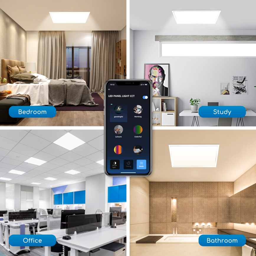 Aigostar - Panneau encastrable LED à intensité variable 32W/230V Wi-Fi 60x60 cm