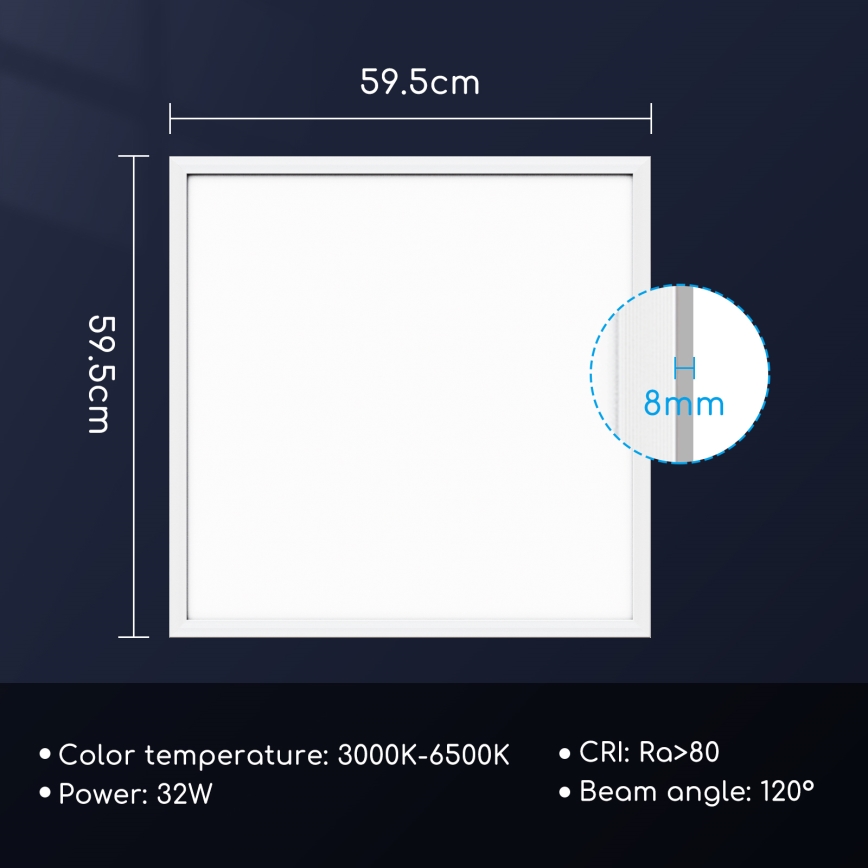 Aigostar - Panneau encastrable LED à intensité variable 32W/230V Wi-Fi 60x60 cm