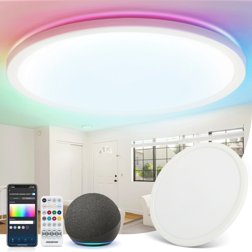 Aigostar - Plafonier RGBW à intensité variable MESH LED/24W/230V 3000-6500K blanc + Télécommande