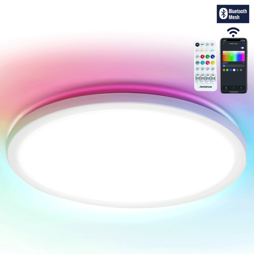 Aigostar - Plafonier RGBW à intensité variable MESH LED/24W/230V 3000-6500K blanc + Télécommande
