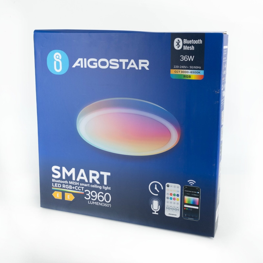 Aigostar - Plafonier RGBW à intensité variable MESH LED/36W/230V 3000-6500K + Télécommande