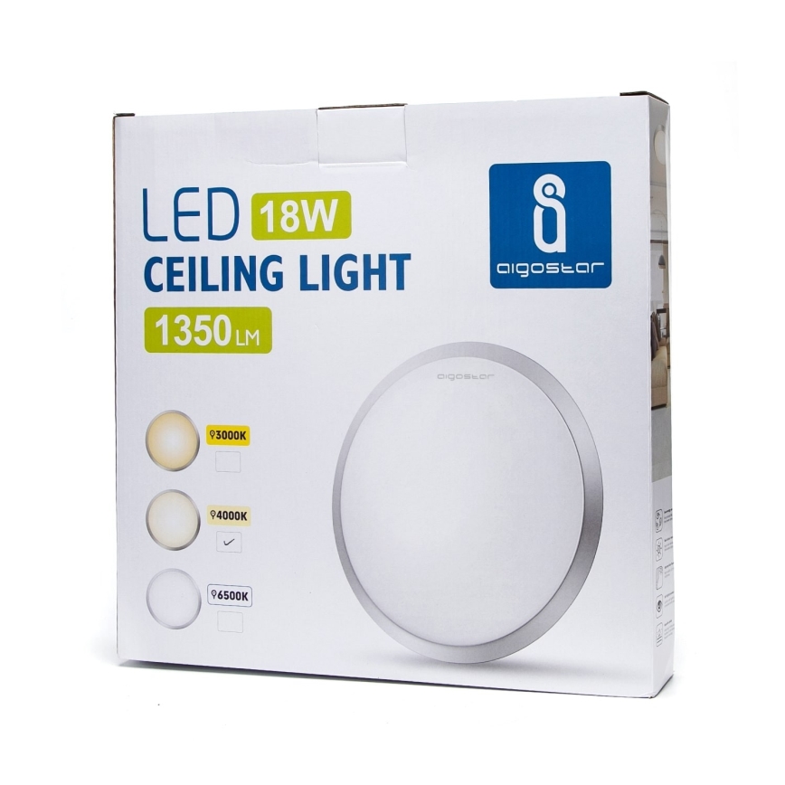 Aigostar - Plafonnier LED/18W/230V 4000K chrome mat