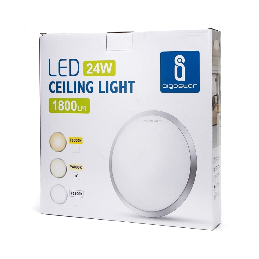Aigostar - Plafonnier LED/24W/230V 4000K chrome mat