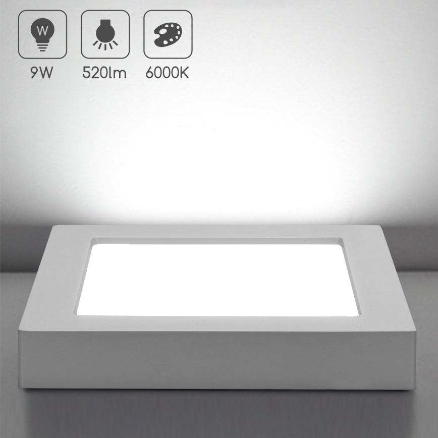 Aigostar - Plafonnier LED en applique LED/9W/230V 6000K 12,2x12,2 cm blanc