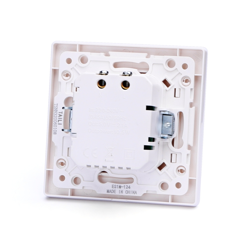 Aigostar - Prise d'alimentation USB avec cadre, 2 ports USB-A, blanche