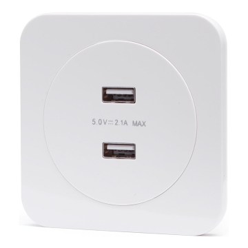 Aigostar - prise d'alimentation USB encastrable avec cadre, 2x USB-A, blanche
