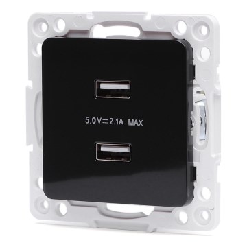 Aigostar - Prise d'alimentation USB encastrable sans cadre 2x USB-A noire