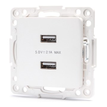 Aigostar - prise d'alimentation USB sans cadre 2 ports USB-A blanche