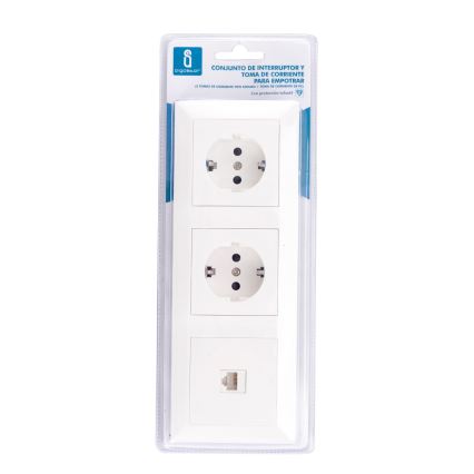 Aigostar - Prise Ethernet et 2 prises SCHUKO avec plaque blanche