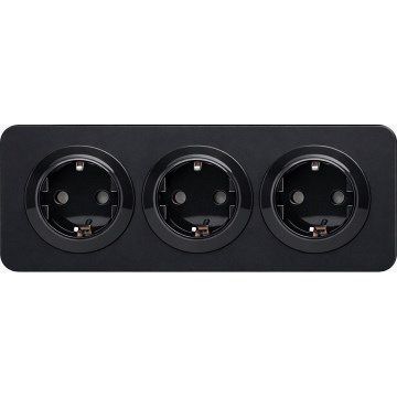 Aigostar - Prise murale avec cadre 3x SCHUKO 250V/16A noire