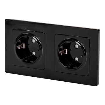 Aigostar - Prise murale double SCHUKO 230V/16A avec cadre, noire
