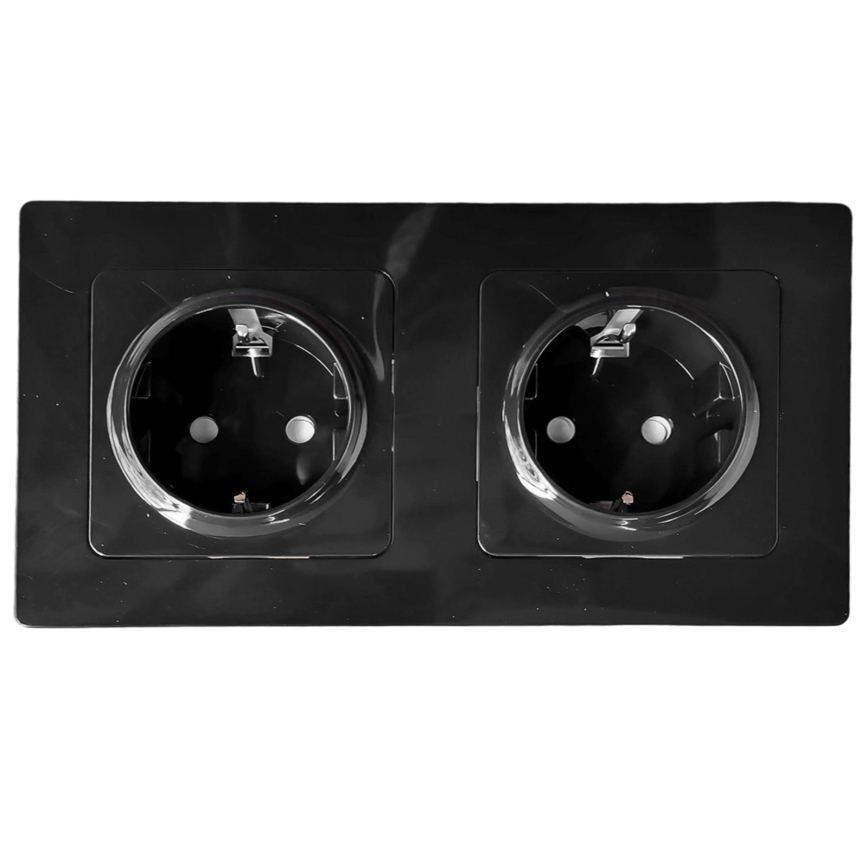 Aigostar - Prise murale double SCHUKO 230V/16A avec cadre, noire