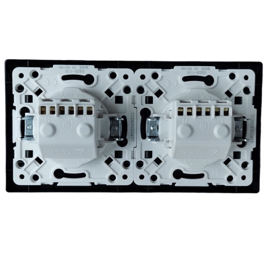 Aigostar - Prise murale double SCHUKO 230V/16A avec cadre, noire
