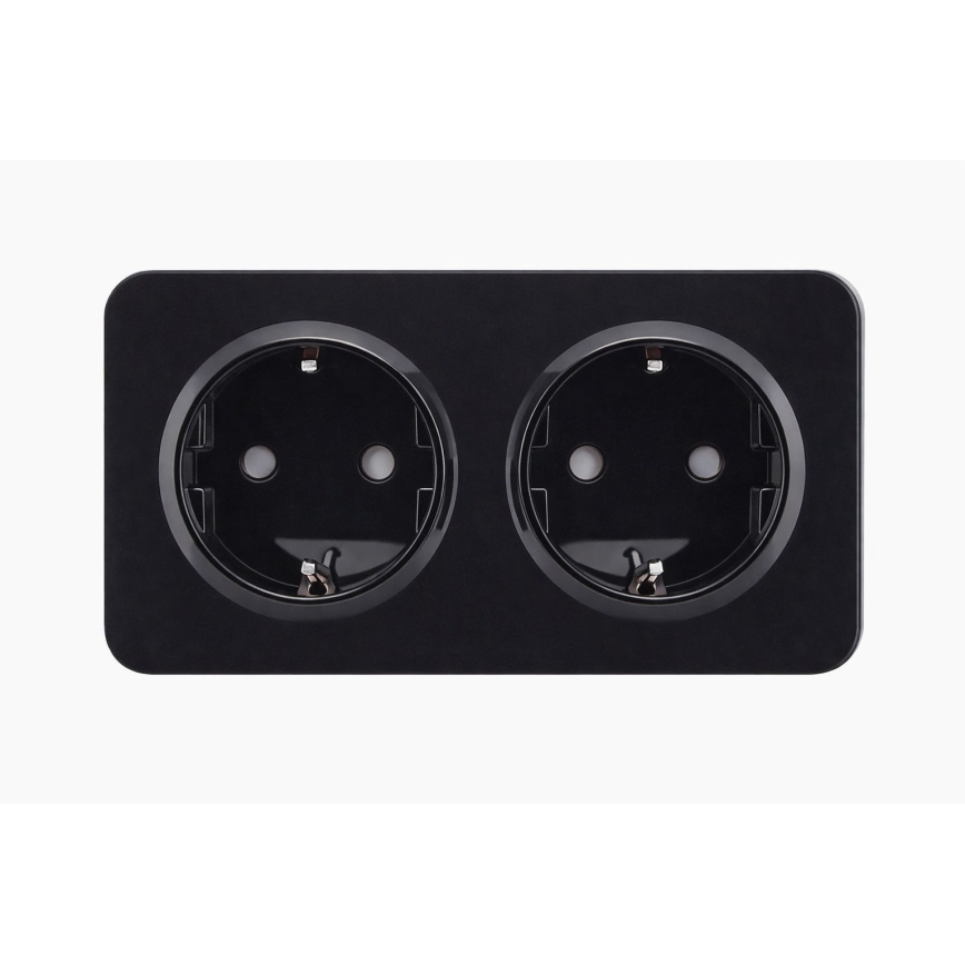 Aigostar - Prise murale double SCHUKO 250V/16A noire avec cadre