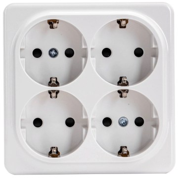 Aigostar - Prise murale quadruple SCHUKO 250V blanche