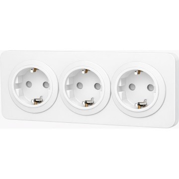 Aigostar - Prise murale triple SCHUKO avec cadre, 250 V/16 A, blanche