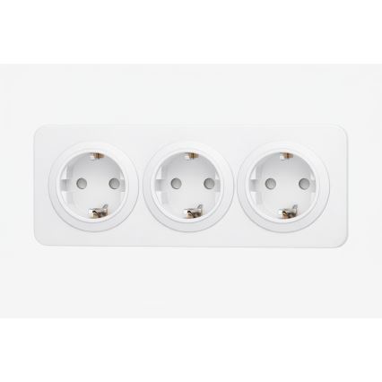 Aigostar - Prise murale triple SCHUKO avec cadre, 250 V/16 A, blanche