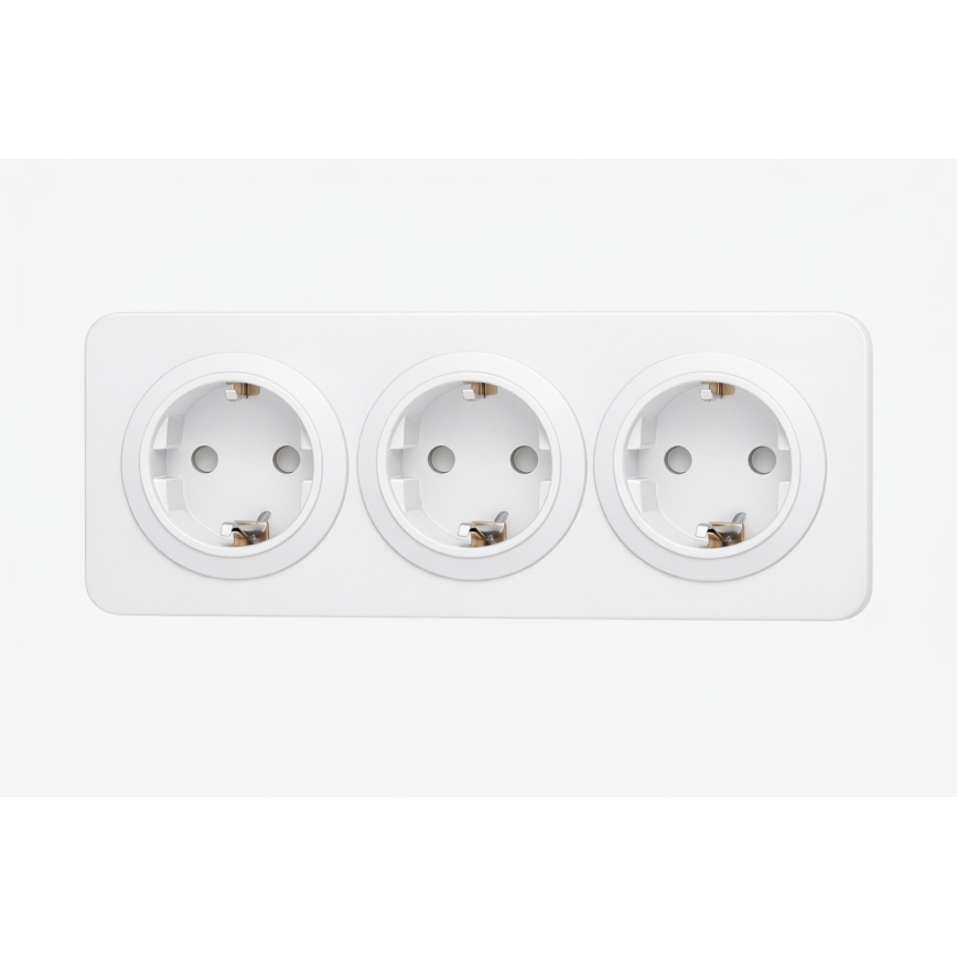 Aigostar - Prise murale triple SCHUKO avec cadre, 250 V/16 A, blanche