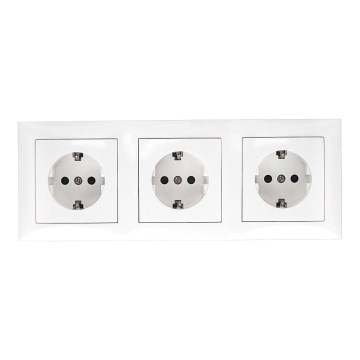 Aigostar - Prise triple murale pour usage domestique avec cadre SCHUKO 230 V, blanche