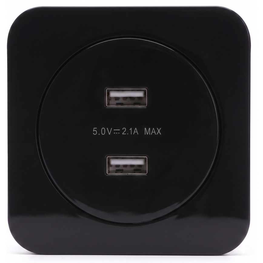 Aigostar - Prise USB murale avec plaque 2x USB-A, noire