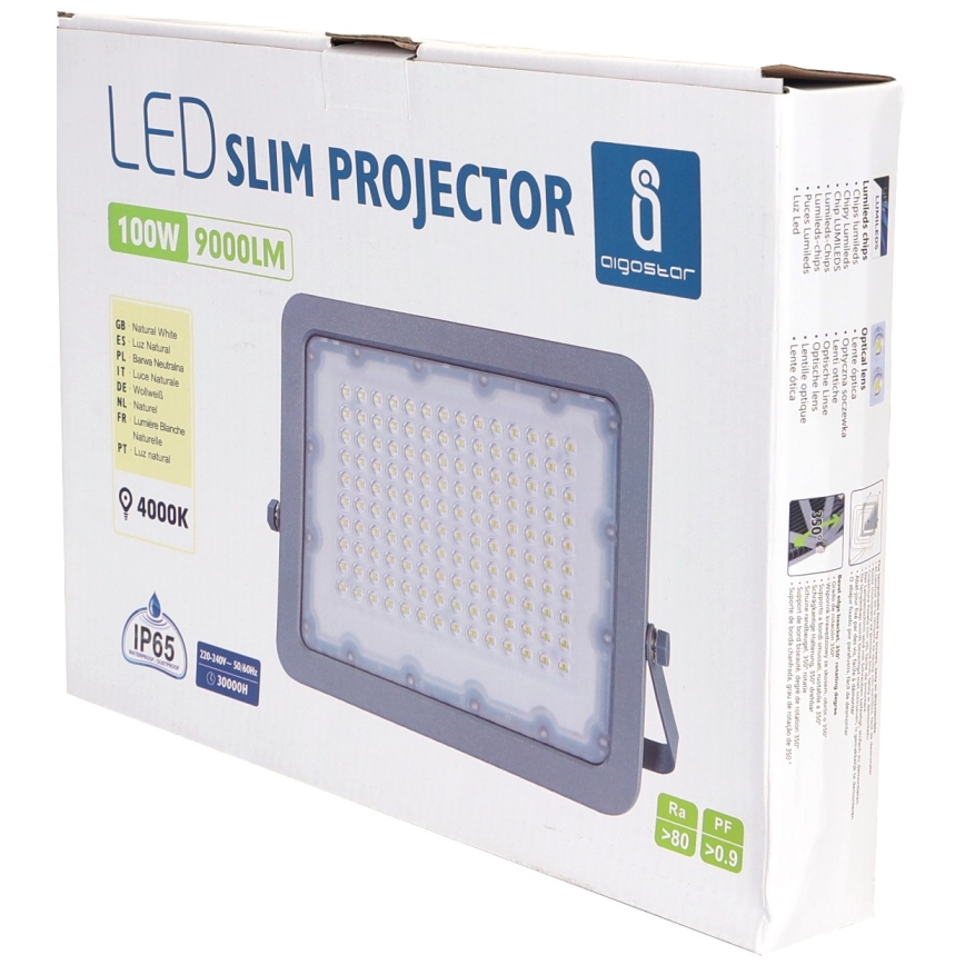 Aigostar - Projecteur LED/100W/230V gris 4000K IP65