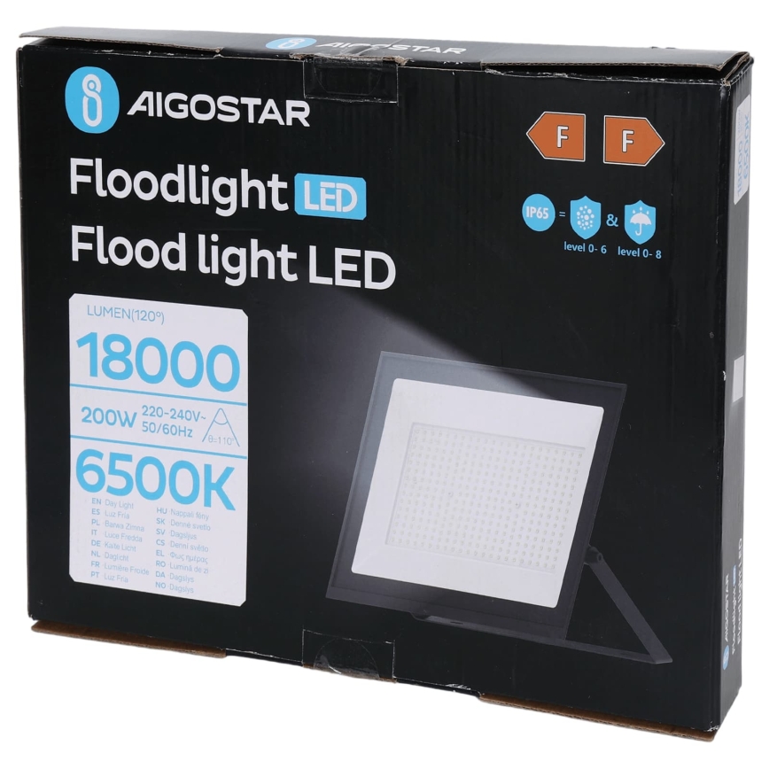 Aigostar - projecteur LED LED/200W/230V 6500K IP65 noir