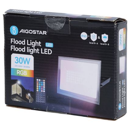 Aigostar - projecteur LED RGB dimmable LED/30W/230V IP65 + télécommande
