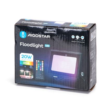 Aigostar - Projecteur LED RGBW dimmable/20W/230V IP65 + télécommande