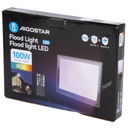 Aigostar - Projecteur LED RGB dimmable LED/100W/230V IP65 + télécommande