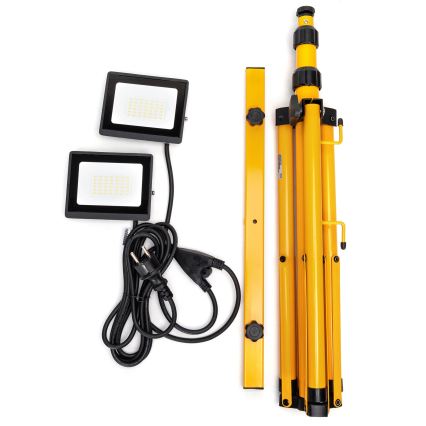 Aigostar - Projecteur LED sur pied 2xLED/30W/230V 6500K IP65 orange/noir