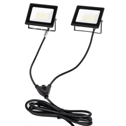 Aigostar - Projecteur LED sur pied 2xLED/30W/230V 6500K IP65 orange/noir