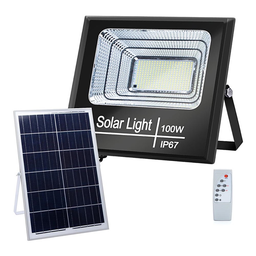 Aigostar - Projecteur solaire à intensité variable LED/100W/3,2V IP67 2000 mAh + Télécommande