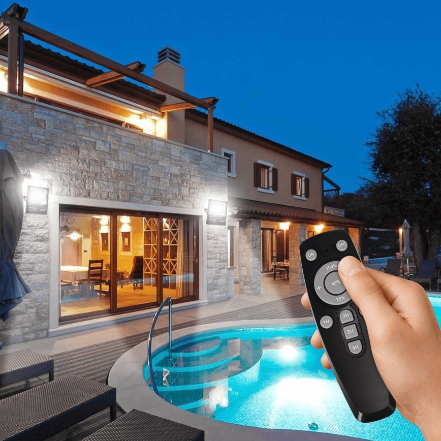 Aigostar - Projecteur solaire à intensité variable LED/200W/3,2V IP66 + Télécommande