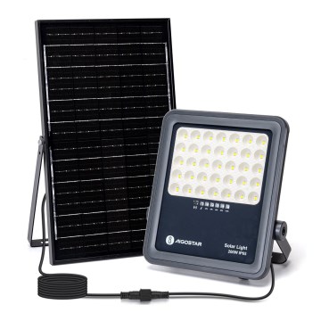 Aigostar - Projecteur solaire à intensité variable LED/200W/3,4V IP65 + Télécommande