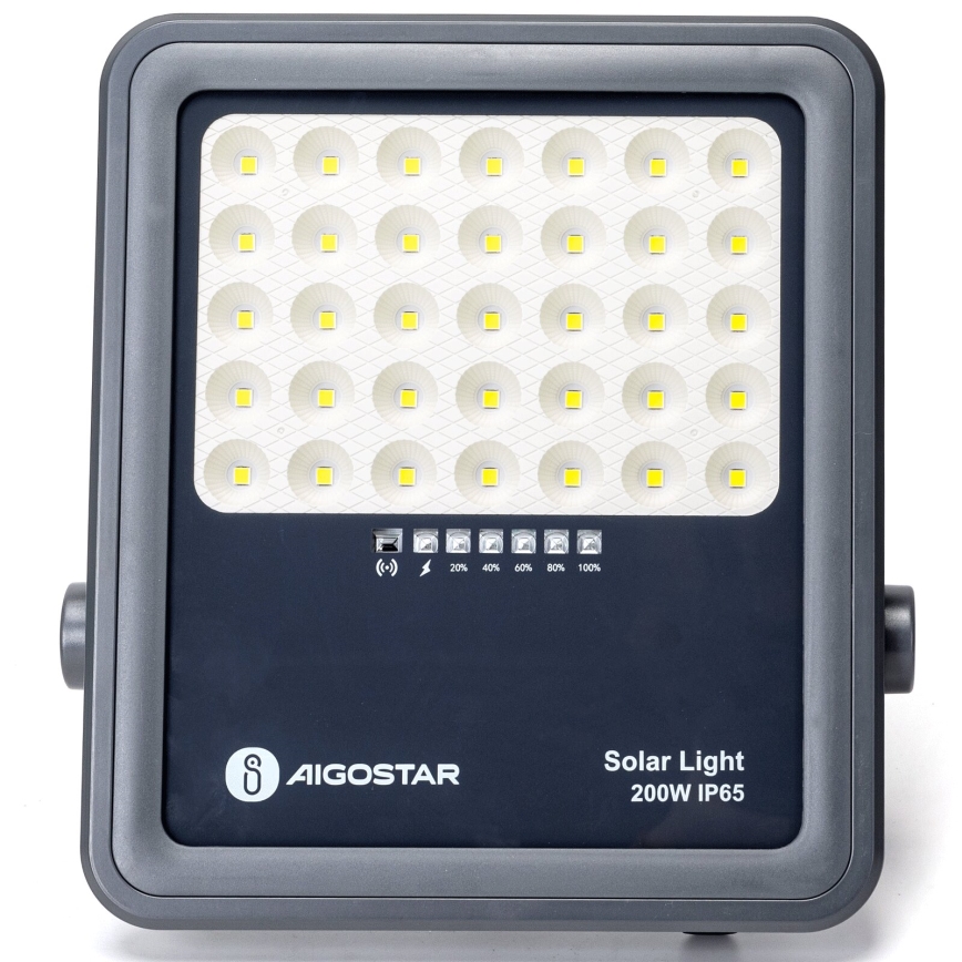 Aigostar - Projecteur solaire à intensité variable LED/200W/3,4V IP65 + Télécommande