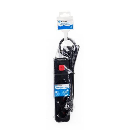 Aigostar - Rallonge avec interrupteur 3Z Type F 1,5m SCHUKO noir