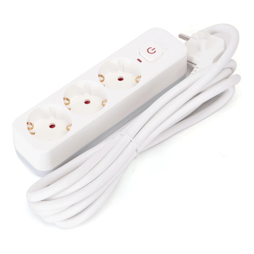 Aigostar - Rallonge avec interrupteur 3Z Type F 3m SCHUKO blanc