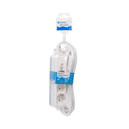Aigostar - Rallonge avec interrupteur 3Z Type F 3m SCHUKO blanc