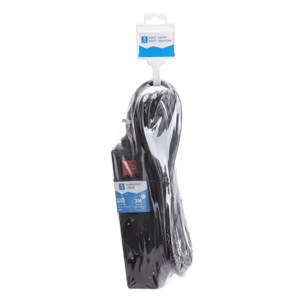 Aigostar - Rallonge avec interrupteur 4Z 1,5m SCHUKO noir