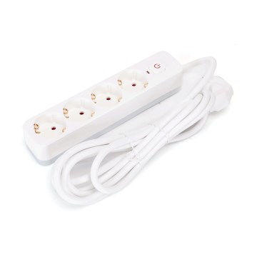 Aigostar - Rallonge avec interrupteur 4Z Type F 3m SCHUKO blanc