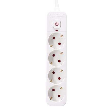 Aigostar - Rallonge avec interrupteur 4Z Type F 5m SCHUKO blanc