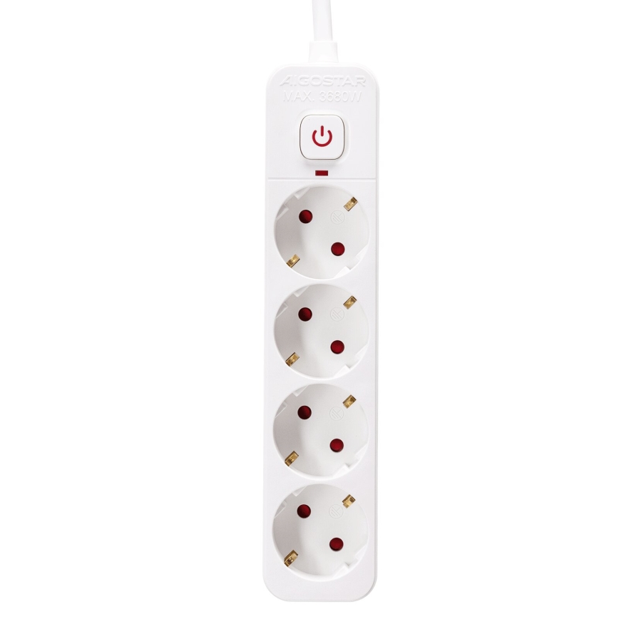 Aigostar - Rallonge avec interrupteur 4Z Type F 5m SCHUKO blanc