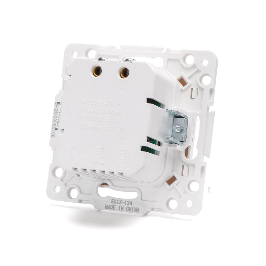 Aigostar - randloos USB-oplaadstopcontact, 2x USB-A, wit