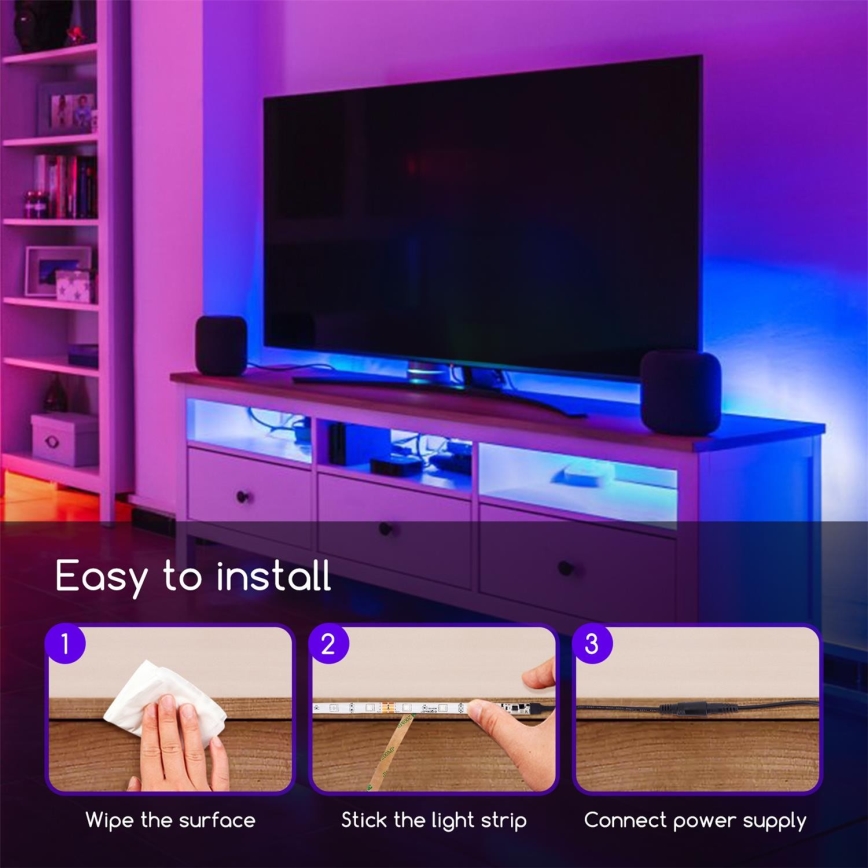 Aigostar - Ruban à intensité variable d'extérieur LED RGB 5m LED/24W/12/230V IP65 + Télécommande