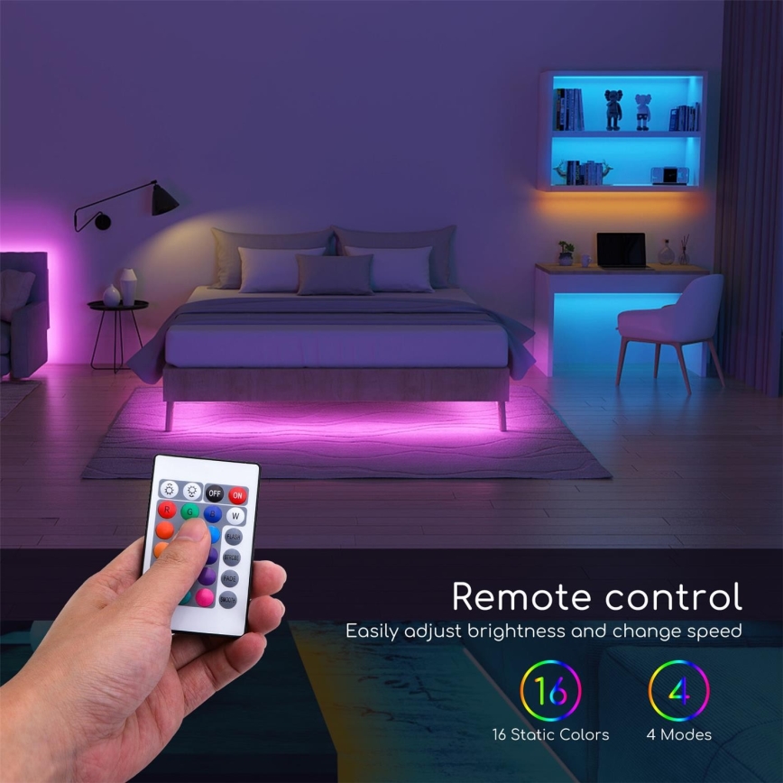 Aigostar - Ruban à intensité variable d'extérieur LED RGB 5m LED/24W/12/230V IP65 + Télécommande