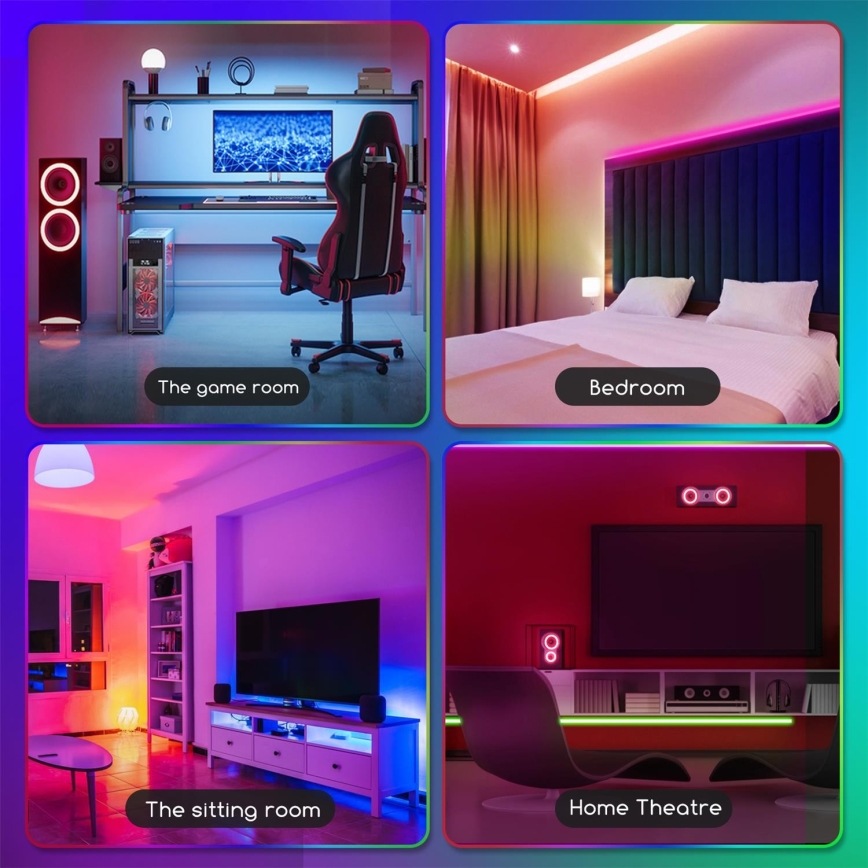 Aigostar - Ruban à intensité variable d'extérieur LED RGB 5m LED/24W/12/230V IP65 + Télécommande
